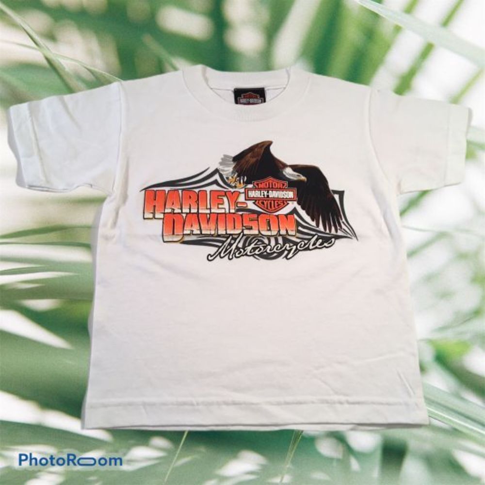 Harley Davidson Boys White T-Shirt Eagle Logo NWT